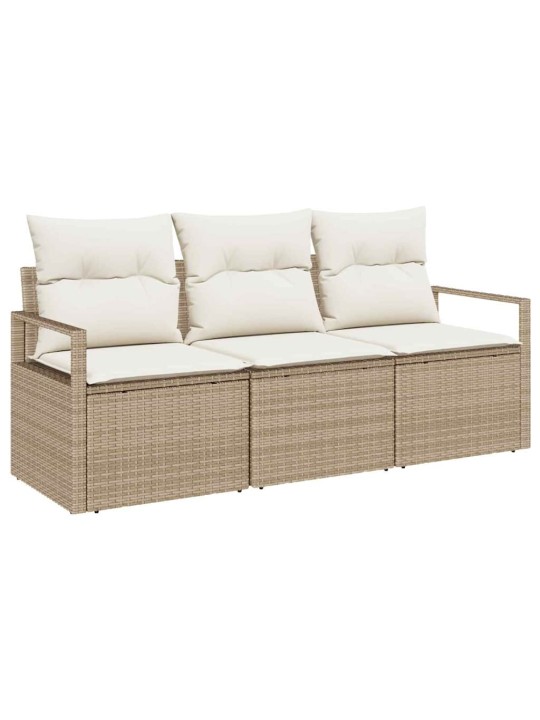 Dārza dīvānu komplekts ar spilvenu 3 pcs beige, krēmkrāsa