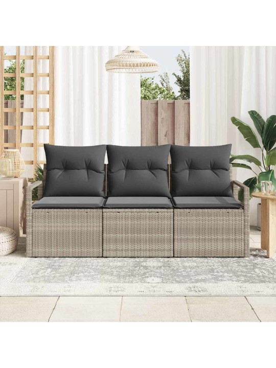 Dārza dīvānu komplekts ar spilvenu 3 pcs gaiši pelēks