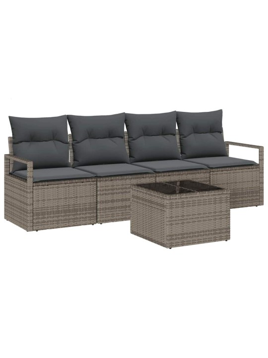 Dārza dīvānu komplekts ar spilvenu 5 pcs pelēka 55 x 55 x 37 cm