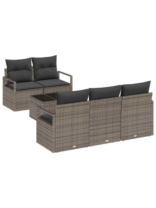 Dārza dīvānu komplekts ar spilvenu 6 pcs pelēka 55 x 55 x 37 cm