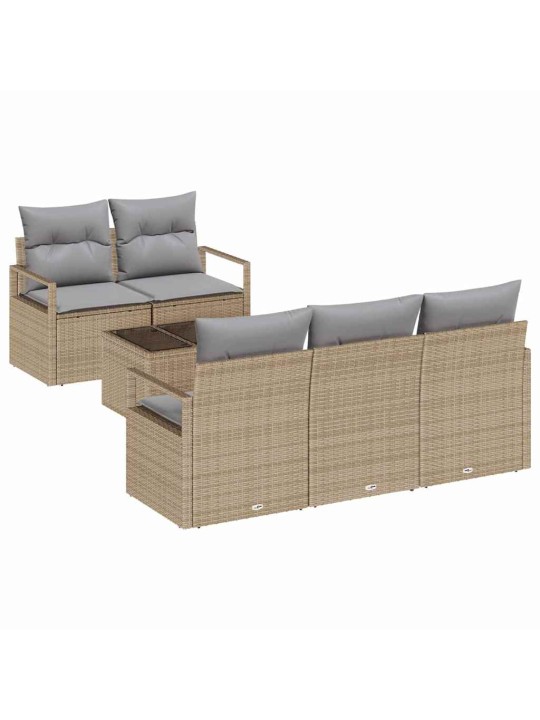 Dārza dīvānu komplekts 6 pcs bēšs un pelēks 55 x 55 x 37 cm