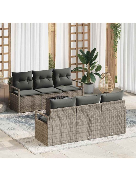 Dārza dīvānu komplekts ar spilvenu 7 pcs pelēka 55 x 55 x 37 cm
