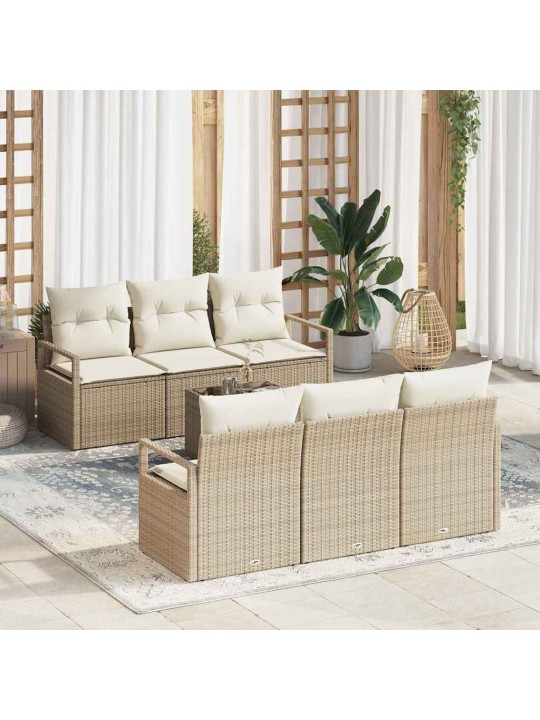 Dārza dīvānu komplekts 7 pcs bēšs un krēms 55 x 55 x 37 cm