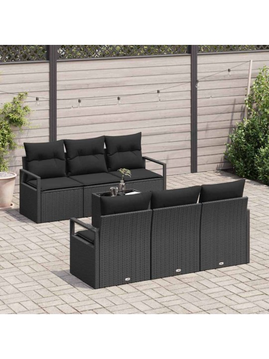 Dārza dīvānu komplekts ar spilvenu 7 pcs melna 55 x 55 x 37 cm