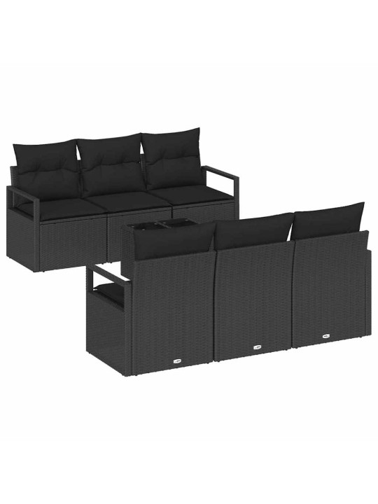 Dārza dīvānu komplekts ar spilvenu 7 pcs melna 55 x 55 x 37 cm
