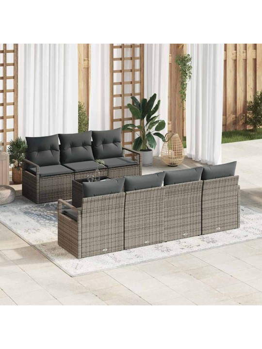 Dārza dīvānu komplekts ar spilvenu 8 pcs pelēka 55 x 55 x 37 cm