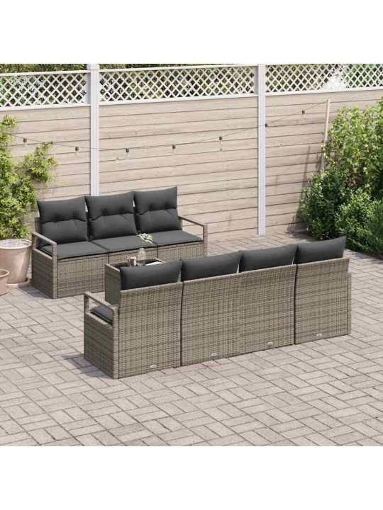 Dārza dīvānu komplekts ar spilvenu 8 pcs pelēka 55 x 55 x 37 cm