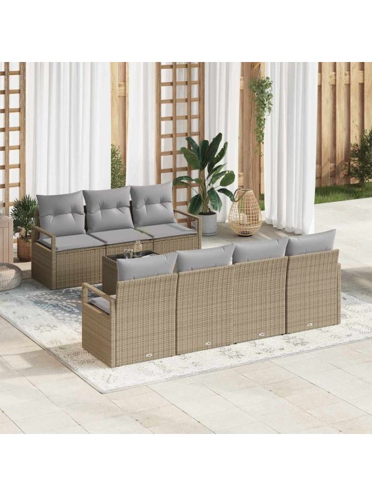 Dārza dīvānu komplekts 8 pcs bežs, pelēks 55 x 55 x 37 cm