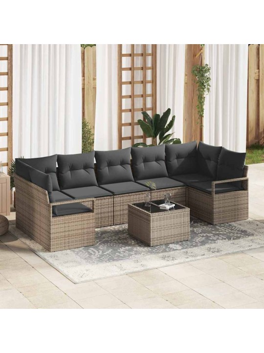 Dārza dīvānu komplekts ar spilvenu 8 pcs pelēka 55 x 55 x 37 cm