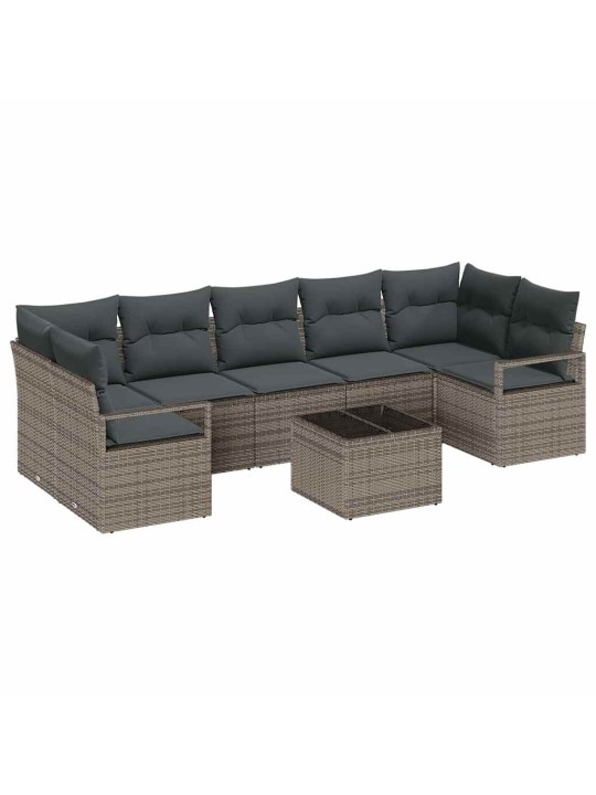 Dārza dīvānu komplekts ar spilvenu 8 pcs pelēka 55 x 55 x 37 cm