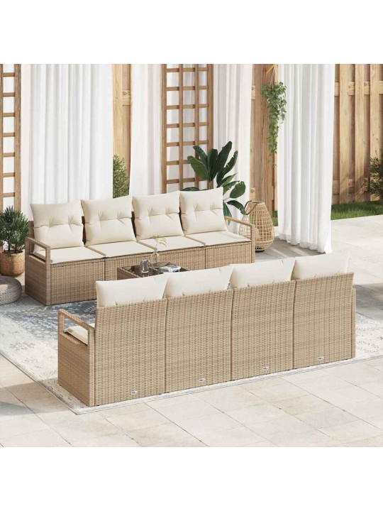 Dārza dīvānu komplekts 9 pcs bēšs un krēms 55 x 55 x 37 cm