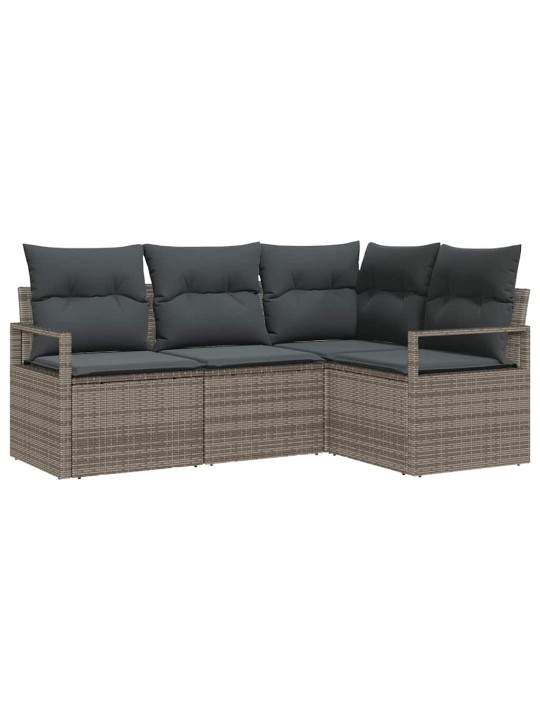 Dārza dīvānu komplekts ar spilvenu ar uzglabāšanu 4 pcs pelēka