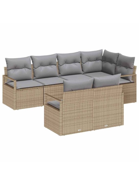 Dārza dīvānu komplekts ar spilvenu 7 pcs bežs, gaismas pelēks