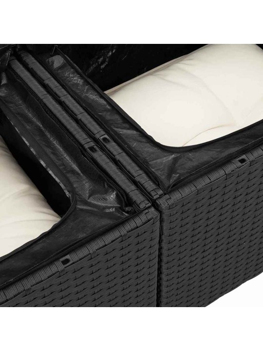 Dārza dīvānu komplekts ar spilvenu 7 pcs brūns un krēma
