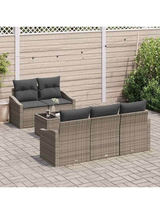 Dārza dīvānu komplekts ar spilvenu 6 pcs pelēka 55 x 55 x 37 cm