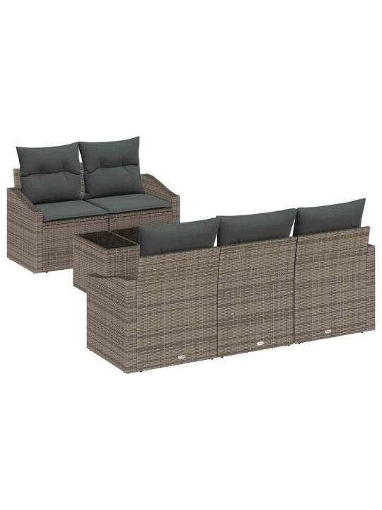 Dārza dīvānu komplekts ar spilvenu 6 pcs pelēka 55 x 55 x 37 cm