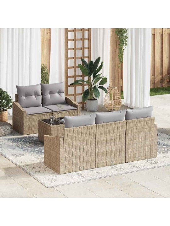 Dārza dīvānu komplekts 6 pcs bēšs un pelēks 55 x 55 x 37 cm
