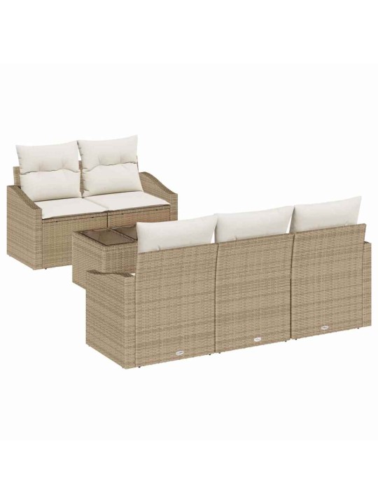Dārza dīvānu komplekts 6 pcs bēšs un krēms 55 x 55 x 37 cm