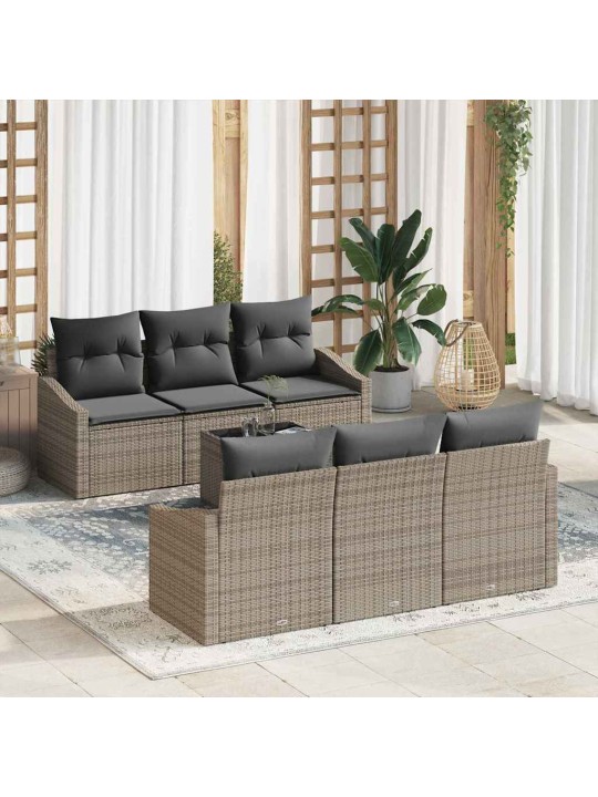 Dārza dīvānu komplekts ar spilvenu 7 pcs pelēka 55 x 55 x 37 cm