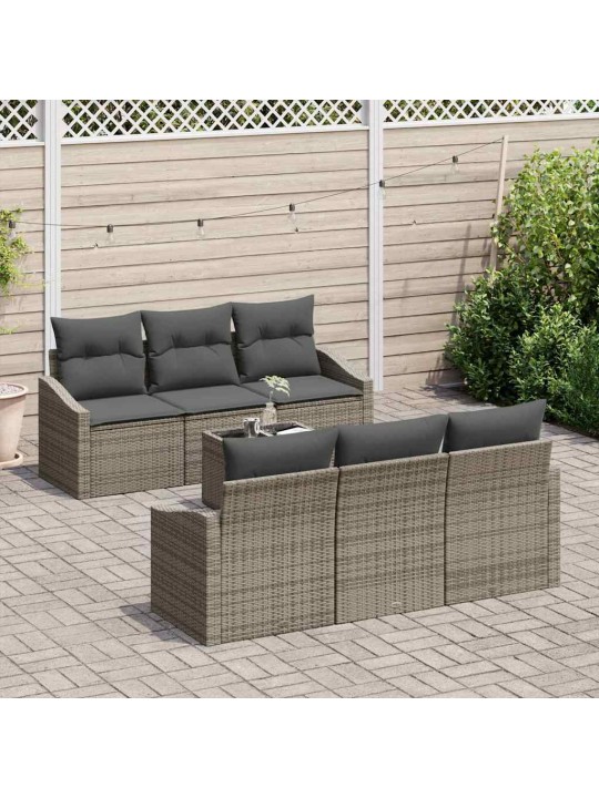 Dārza dīvānu komplekts ar spilvenu 7 pcs pelēka 55 x 55 x 37 cm