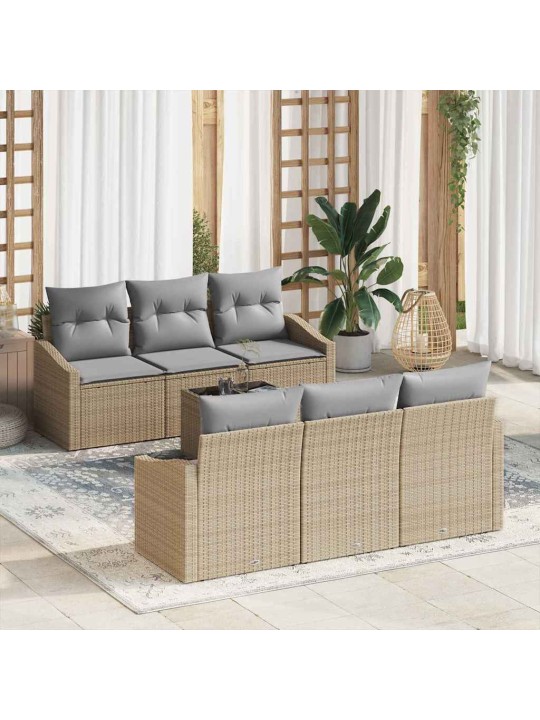 Dārza dīvānu komplekts 7 pcs bēšs un pelēks 55 x 55 x 37 cm
