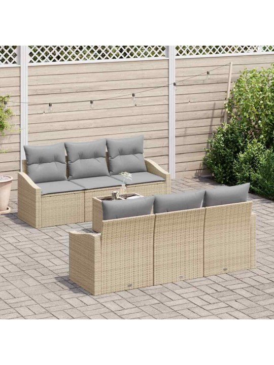 Dārza dīvānu komplekts 7 pcs bēšs un pelēks 55 x 55 x 37 cm