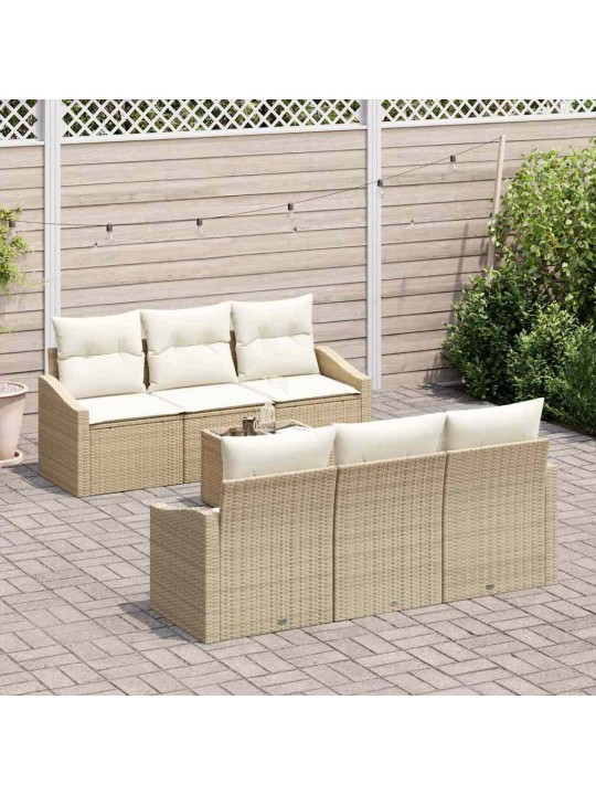 Dārza dīvānu komplekts 7 pcs bēšs un krēms 55 x 55 x 37 cm