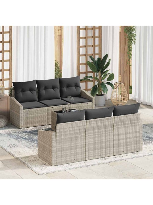 Dārza dīvānu komplekts 7 pcs gaiši pelēks un tumši pelēks