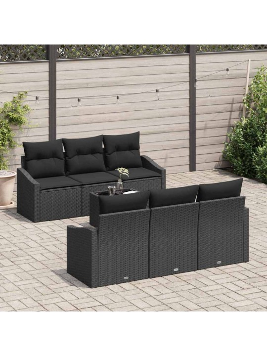 Dārza dīvānu komplekts ar spilvenu 7 pcs melna 55 x 55 x 37 cm