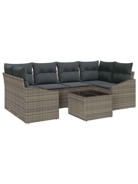 Dārza dīvānu komplekts ar spilvenu 7 pcs pelēka 55 x 55 x 37 cm