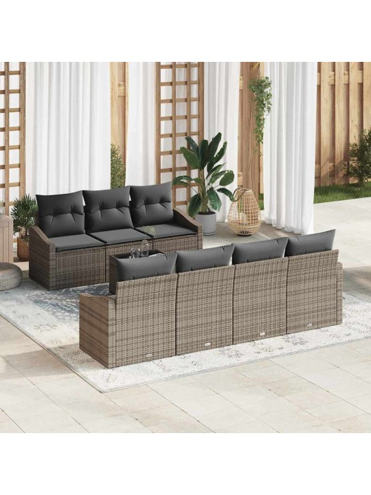 Dārza dīvānu komplekts ar spilvenu 8 pcs pelēka 55 x 55 x 37 cm