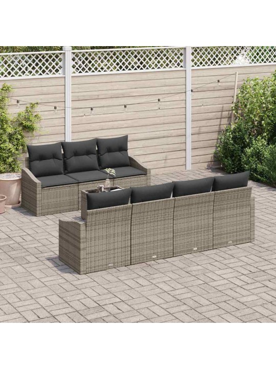 Dārza dīvānu komplekts ar spilvenu 8 pcs pelēka 55 x 55 x 37 cm