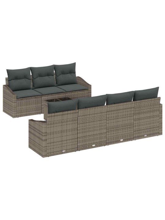 Dārza dīvānu komplekts ar spilvenu 8 pcs pelēka 55 x 55 x 37 cm