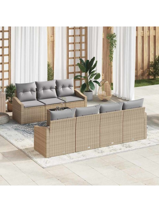Dārza dīvānu komplekts 8 pcs bēšs un pelēks 55 x 55 x 37 cm