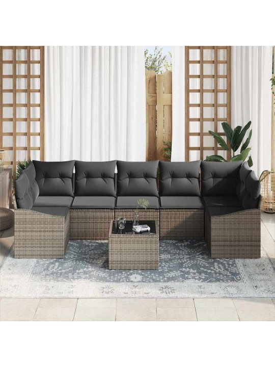 Dārza dīvānu komplekts ar spilvenu 8 pcs pelēka 55 x 55 x 37 cm