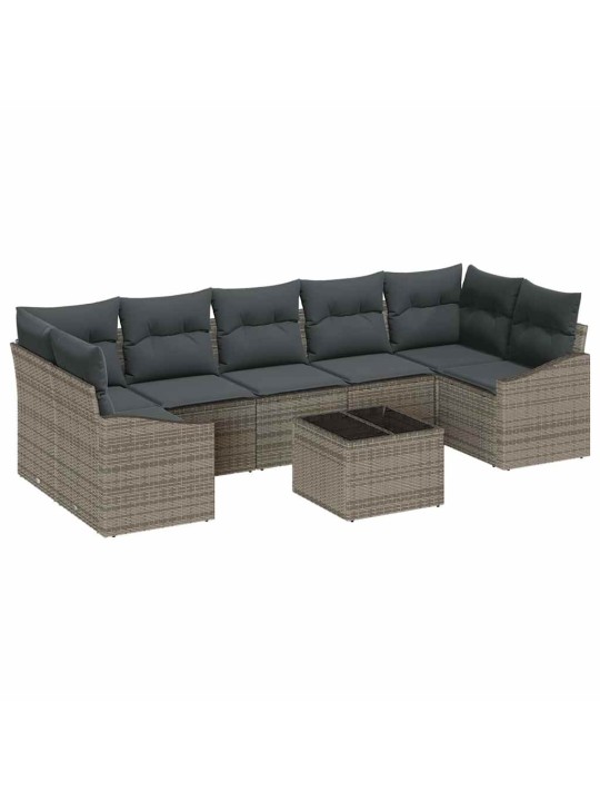 Dārza dīvānu komplekts ar spilvenu 8 pcs pelēka 55 x 55 x 37 cm