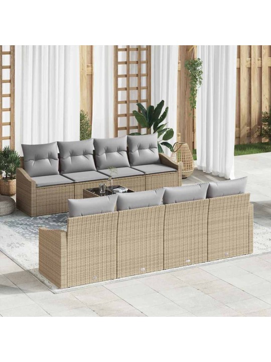 Dārza dīvānu komplekts 7 pcs bēšs un pelēks 55 x 55 x 37 cm