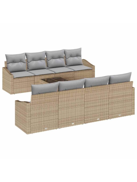 Dārza dīvānu komplekts 7 pcs bēšs un pelēks 55 x 55 x 37 cm