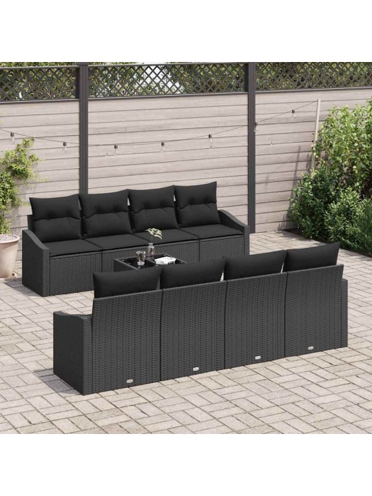 Dārza dīvānu komplekts ar spilvenu 7 pcs melna 55 x 55 x 37 cm