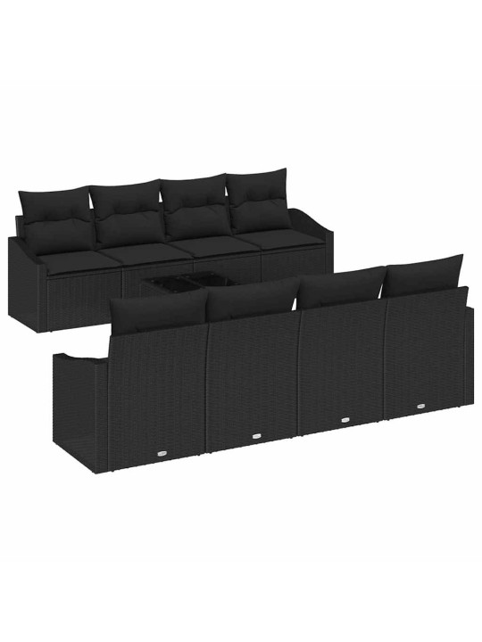 Dārza dīvānu komplekts ar spilvenu 7 pcs melna 55 x 55 x 37 cm