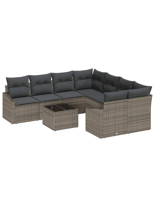 Dārza dīvānu komplekts ar spilvenu 9 pcs pelēka 55 x 55 x 37 cm