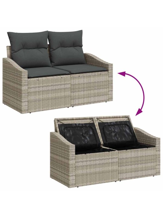 Dārza dīvānu komplekts ar spilvenu 4 pcs gaiši pelēks
