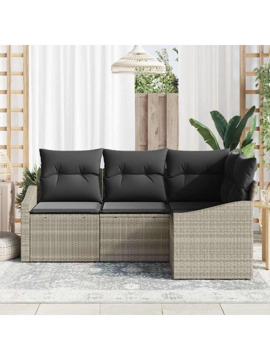 Dārza ēdamgalds ar spilvenu ar uzglabāšanu 4 pcs gaiši pelēks