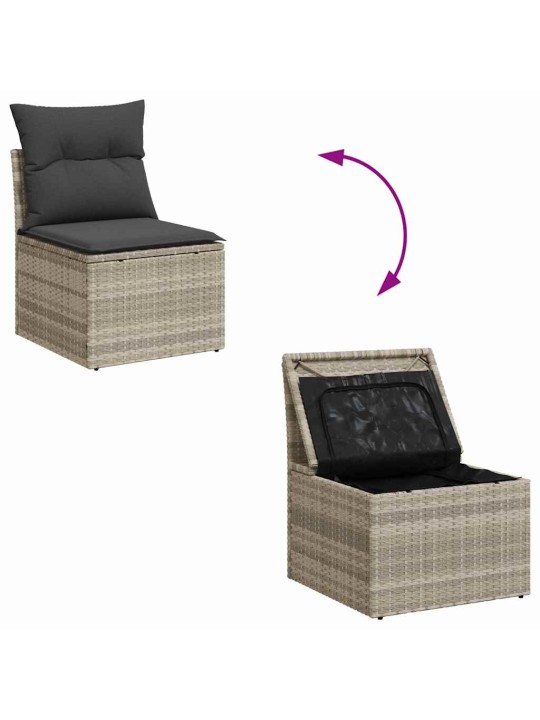Dārza ēdamgalds ar spilvenu ar uzglabāšanu 4 pcs gaiši pelēks