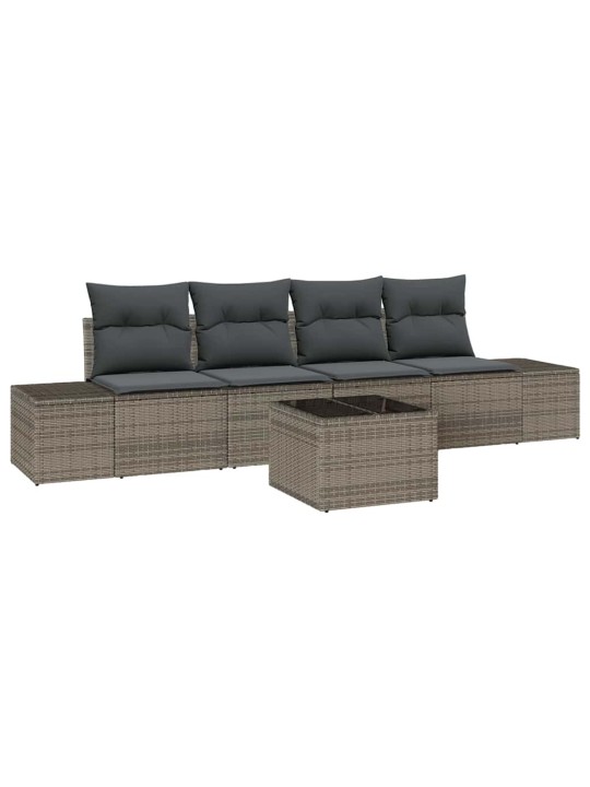 Dārza dīvānu komplekts ar spilvenu 5 pcs pelēka 55 x 55 x 37 cm
