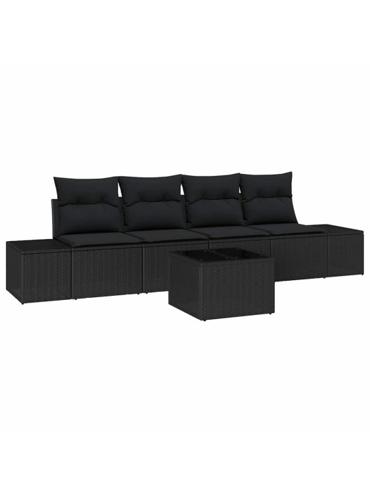 Dārza dīvānu komplekts ar spilvenu 5 pcs melna 55 x 55 x 37 cm