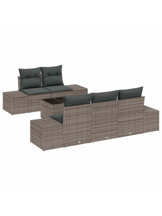 Dārza dīvānu komplekts ar spilvenu 6 pcs pelēka 55 x 55 x 37 cm
