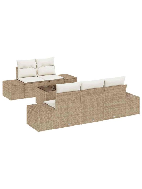 Dārza dīvānu komplekts 6 pcs bēšs un krēms 55 x 55 x 37 cm