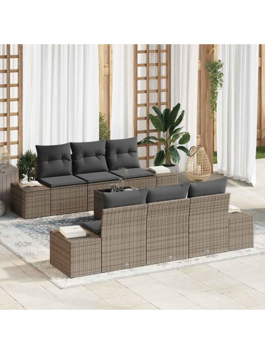 Dārza dīvānu komplekts ar spilvenu 7 pcs pelēka 55 x 55 x 37 cm