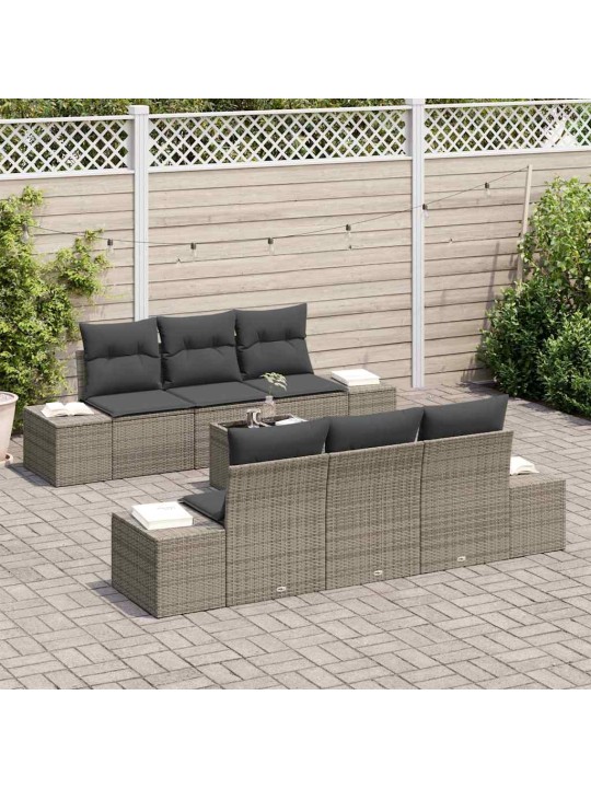Dārza dīvānu komplekts ar spilvenu 7 pcs pelēka 55 x 55 x 37 cm